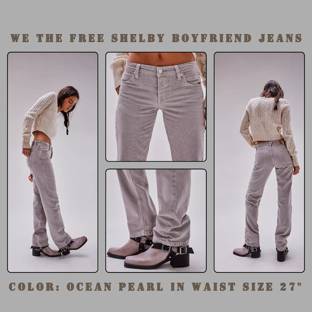 We the Free Shelby Low-Rise Boyfriend Jeans, Color: Ocean Pearl, waist size 27"